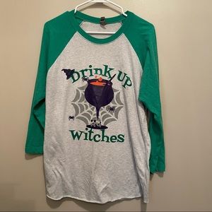 Women’s Raglan Tee Halloween Drink Up Witches